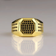 14K Solid Gold Square Men Ring EY10