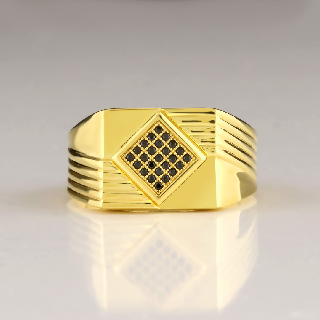 14K Solid Gold Signet Men Ring EY12