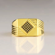 14K Solid Gold Signet Men Ring EY12