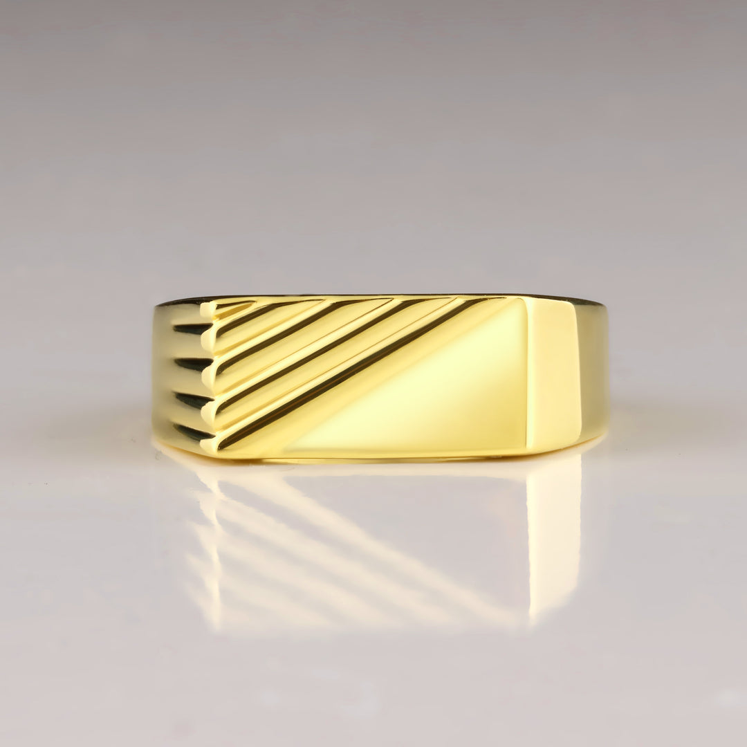 14K Solid Gold Signet Men Ring EY11