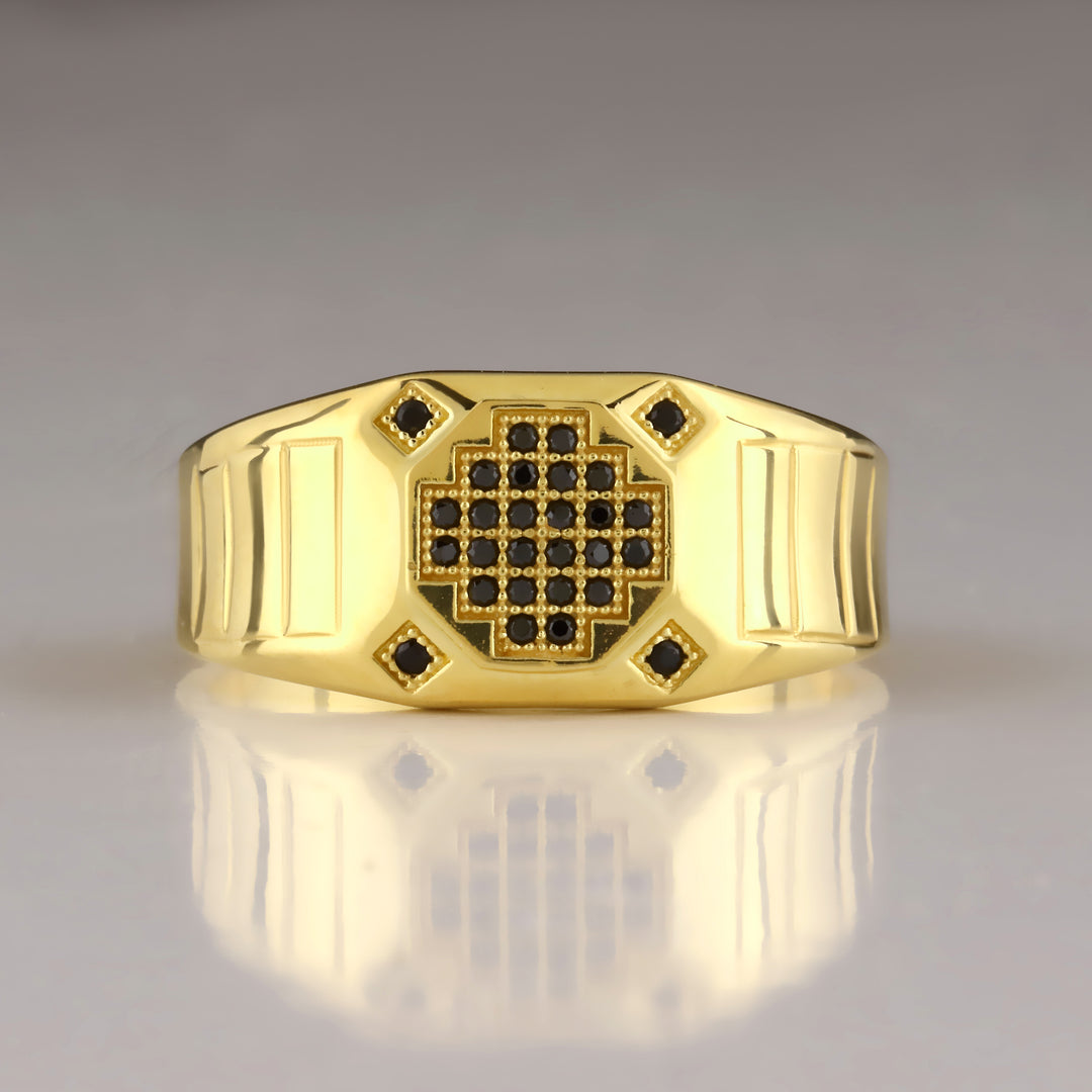 14K Solid Gold Signet Men Ring EY14