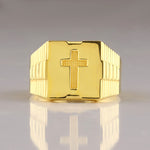 Load image into Gallery viewer, 14K Solid Gold Men Cross Ring EY4
