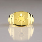 14K Solid Gold North Star Men Ring EY5