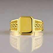 14K Solid Gold Greek Men Ring EY1