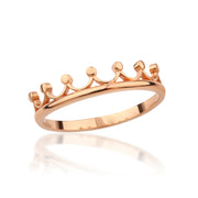 14K Solid Gold Thin Crown Ring Y315