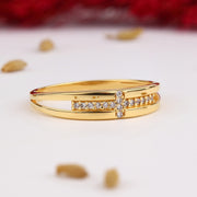 14K Solid Gold Band Cross Ring Y307