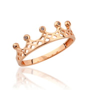 14K Solid Gold Crown Ring Y345