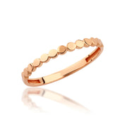 14K Solid Gold Bead Flat Circle Ring Y346