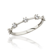 14K Solid Gold Five Stone Ring Y381