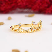 14K Solid Gold Crown Ring Y299