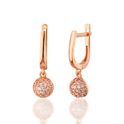 4K Solid Gold Pave Ball Earrings E27