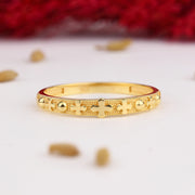 14K Solid Gold Band Cross Ring Y306