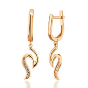 14K Solid Gold Hoop Wave Earrings E25