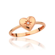 14K Solid Gold Heart Ring Y313