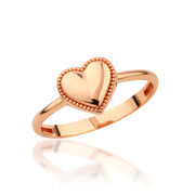 14K Solid Gold Heart Ring Y318