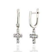 14K Solid Gold Cross Earrings E30