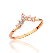 14K Solid Gold V Ring Y340