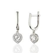 14K Solid Gold Hoop Heart Earrings E26