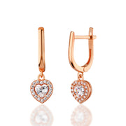 14K Solid Gold Hoop Heart Earrings E26