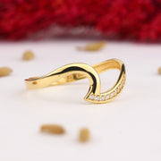 14K Solid Gold Wave Ring Y291