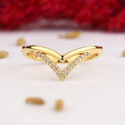 14K Solid Gold V Ring Y302