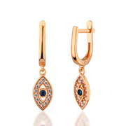 14K Solid Gold Evil Eye Earrings E28