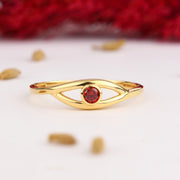 14K Solid Gold Evil Eye Ring Y308