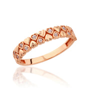 14K Solid Gold Band Heart Ring Y320