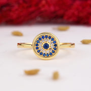 14K Solid Gold Evil Eye Ring Y294