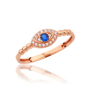 14K Solid Gold Evil Eye Ring Y337