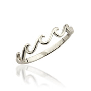 14K Solid Gold Wave Ring Y319