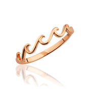 14K Solid Gold Wave Ring Y319
