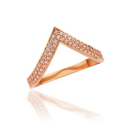 14K Solid Gold V Ring Y317