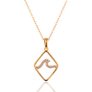 14K Solid Gold Wave Necklace K140