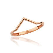 14K Solid Gold V Ring Y349