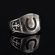 14K Solid Gold Horseshoe Men Ring EY30