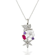 14K Solid Gold Magnolia Flower Necklace K135