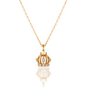 14K Solid Gold Crown Necklace K160