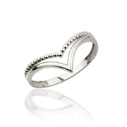 14K Solid Gold Chevron Bubble V Ring Y343