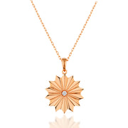 14K Solid Gold Sun Necklace K143