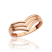 14K Solid Gold V Ring Y321