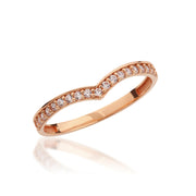 14K Solid Gold V Ring Y348