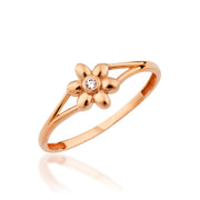 14K Solid Gold Flower Ring Y367