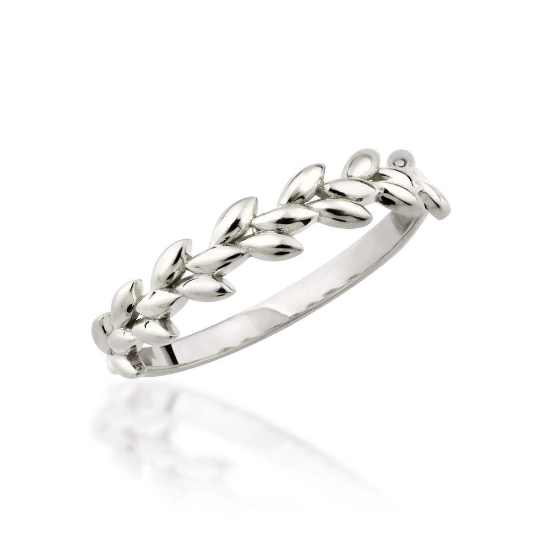 14K Solid Gold Leaf Ring Y385