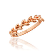 14K Solid Gold Leaf Ring Y385