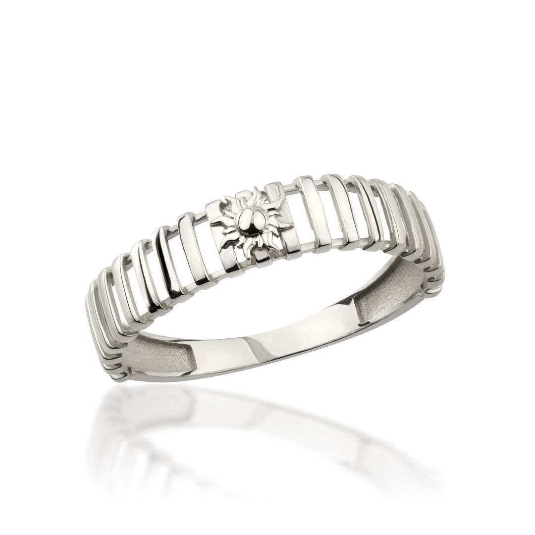 14K Solid Gold Band Sun Ring Y356