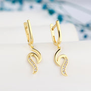 14K Solid Gold Hoop Wave Earrings E25