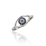 14K Solid Gold Evil Eye Ring Y276