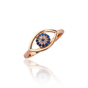 14K Solid Gold Evil Eye Ring Y276
