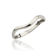 14K Solid Gold Chevron Curved Dome Ring Y351